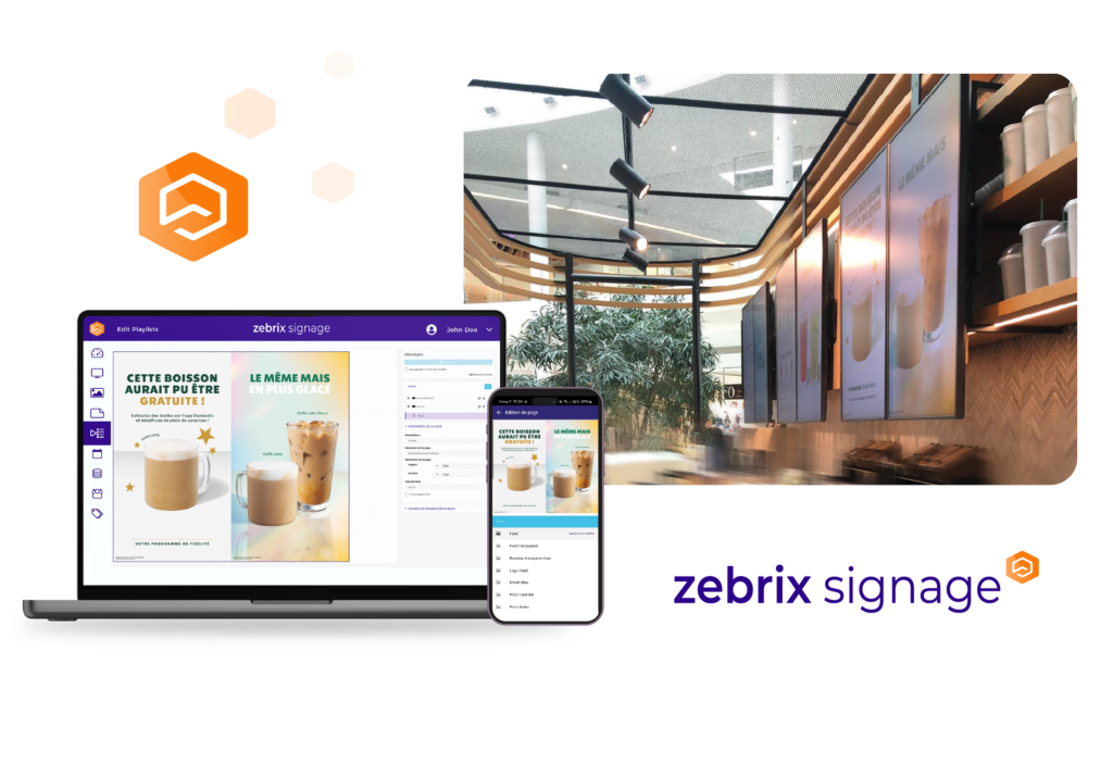 Zebrix Signage narrowcasts your content and manage your screens effortlessly.